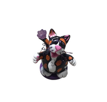 Tiny Calico Cat w/ Glass Flower