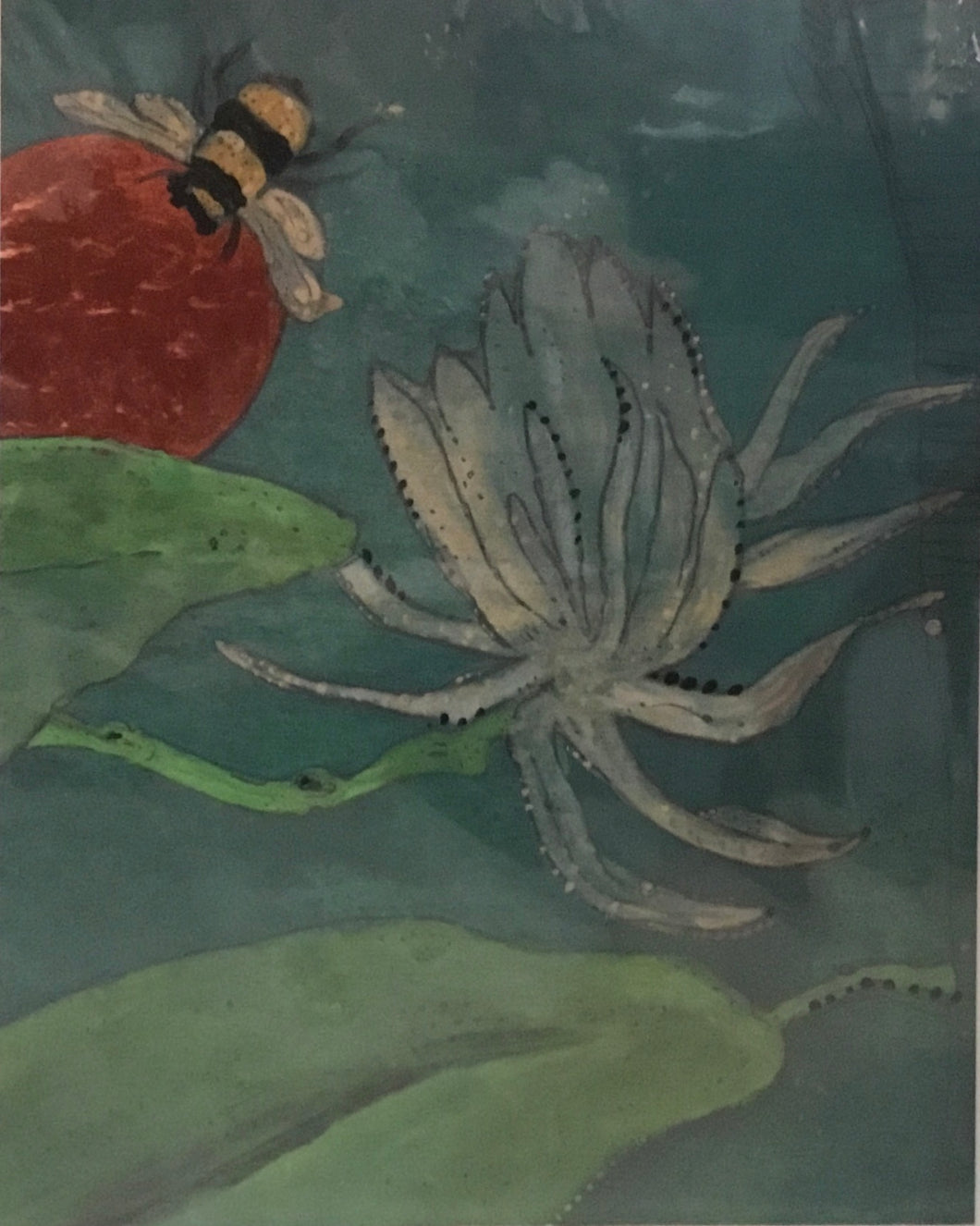 Honey bee w/ flower