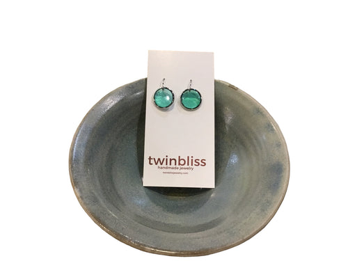 Green circle earrings