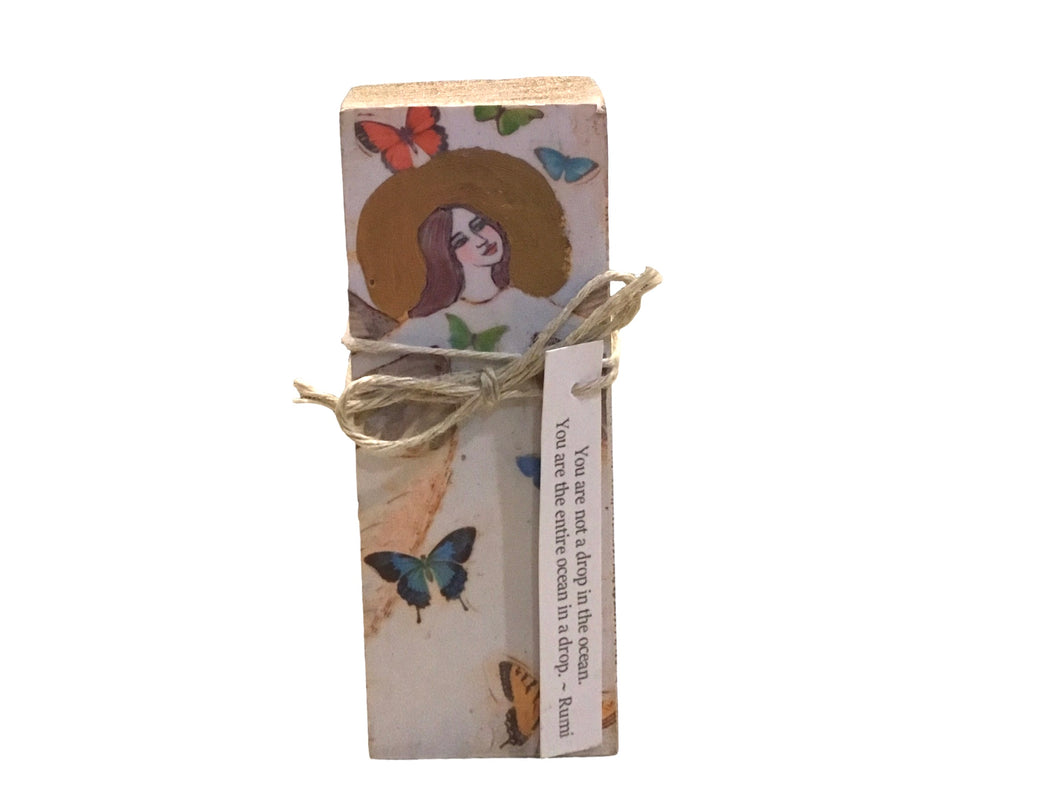 Small Wood Block Angel 