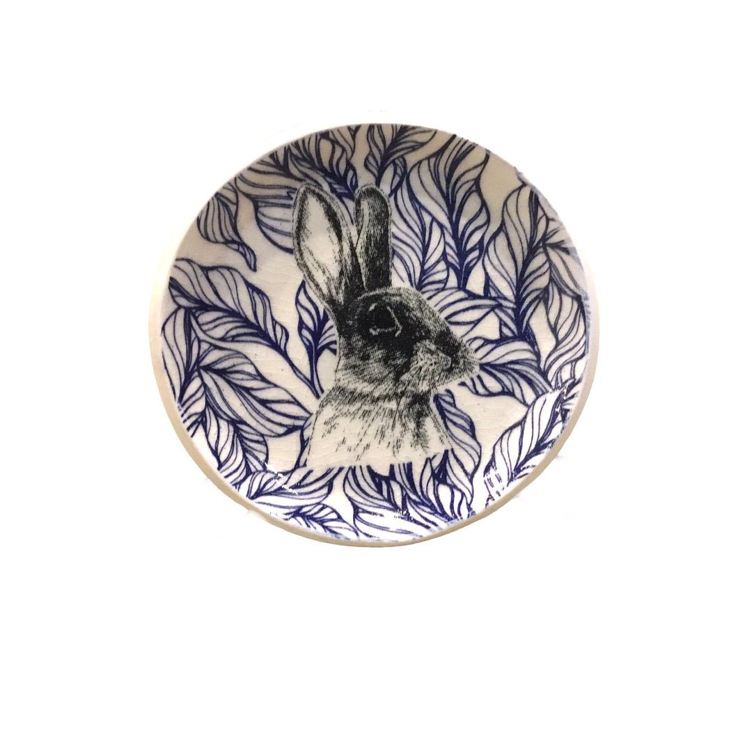 Bunny on Blue Trinket Dish