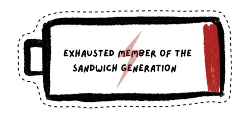 Exhausted Member of the Sandwich Generation Sticker