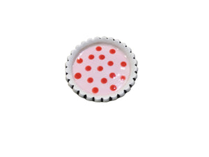 Small Pink and Red Polka Dot Footed Dish