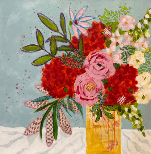 Floral With Yellow Vase
