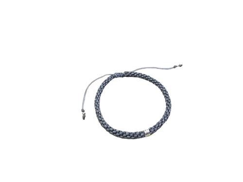 Men's macrame and silver braided bracelet