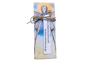 Small Wood Block Angel "Leave footprints of love and kindness wherever you go."