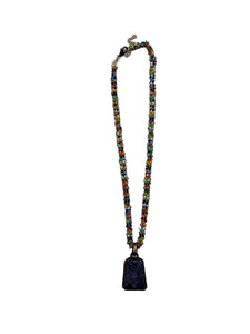 Lapis Necklace with Beaded Multicolor Chain