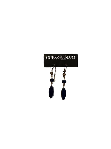 Navy Leaf Earrings--Czech Glass Beads