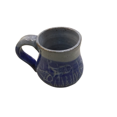 Mug With Bird Motif -Grey/Blue