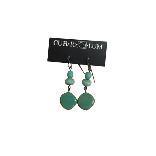 Mixed Aqua Coin Czech Glass Earrings
