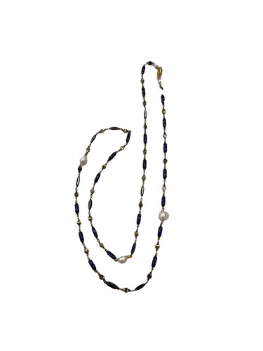 Navy Enamel Necklace