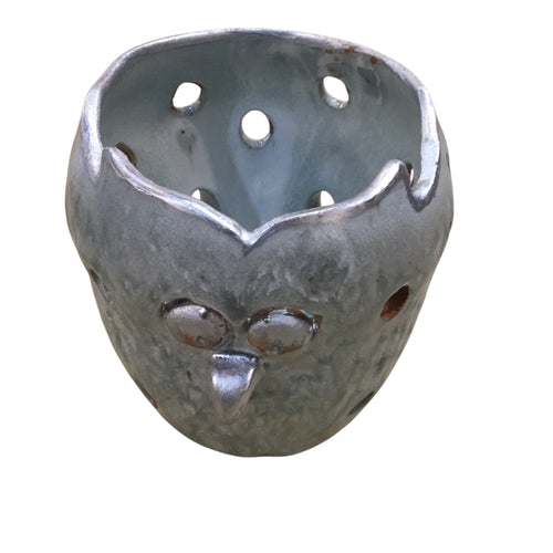 Owl Votive, Green & Silver