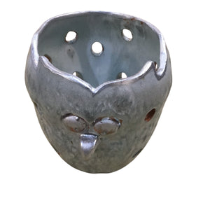 Owl Votive, Green & Silver