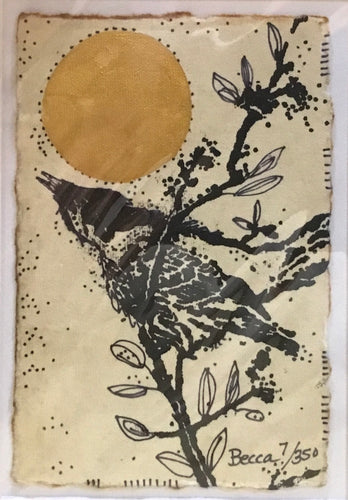 black bird gold moon