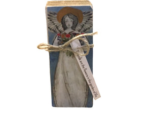 Small Wood Block Angel "Friends Are The Flowers In The Garden Of Life"