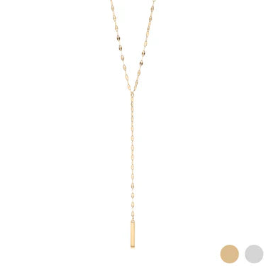 Gold Y-Shaped Bar Lariat Necklace