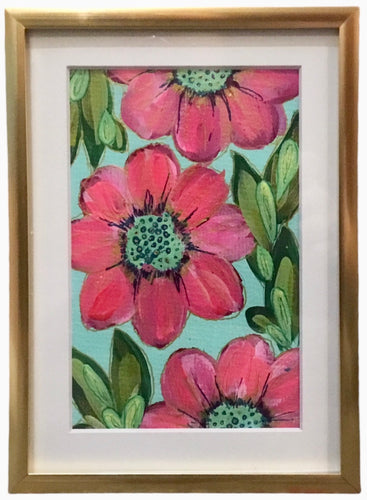 Framed Hot Pinks in Aqua