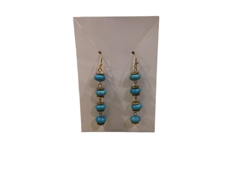Blue Howlite and Brass Statement Earrings