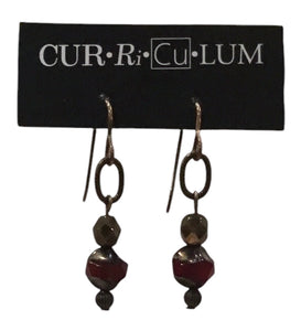 Red and Bronze Glass Earrings