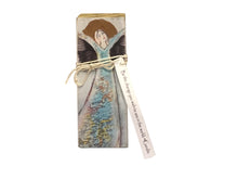 Small Wood Block Angel " Be the change.."