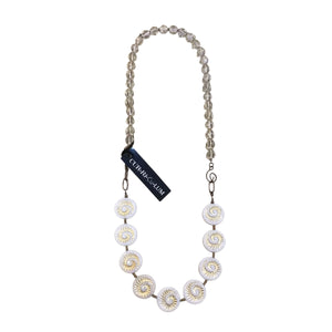White Fossil Shell Czech Glass Side Clasp Necklace
