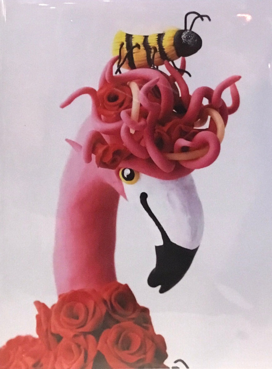 Note Card - Flamingo w/ Bee