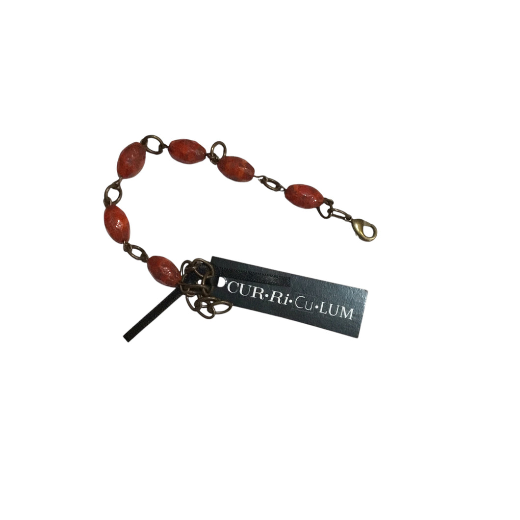 Red Etched Czech Glass Bracelet