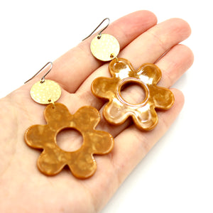 Burnt Yellow Flower Earrings