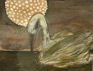 Midnight swan reflection