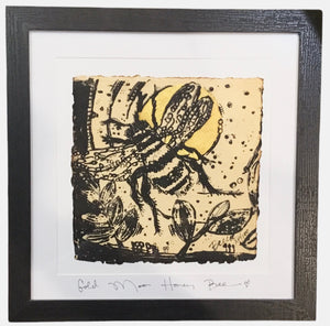 Framed Gold Moon Honey Bee