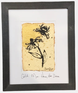 Framed Bee and Cone Flower