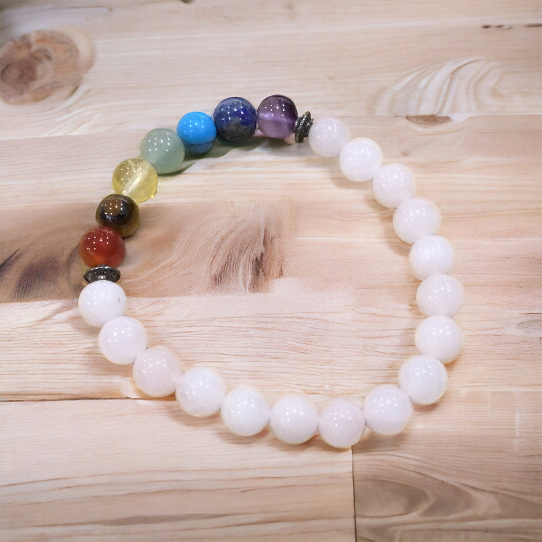 Rose Quartz Chakras Bracelet--8 mm