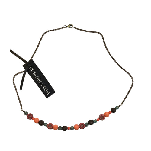 Mixed Coral, Blue and Bronze Glass Necklace