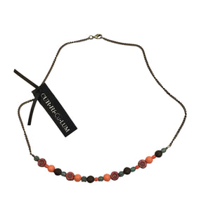 Mixed Coral, Blue and Bronze Glass Necklace