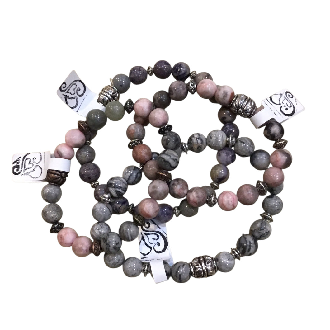 Bead Bracelet - Grey/Pink