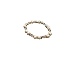 Pearl, Quartz, and Brass Bracelet