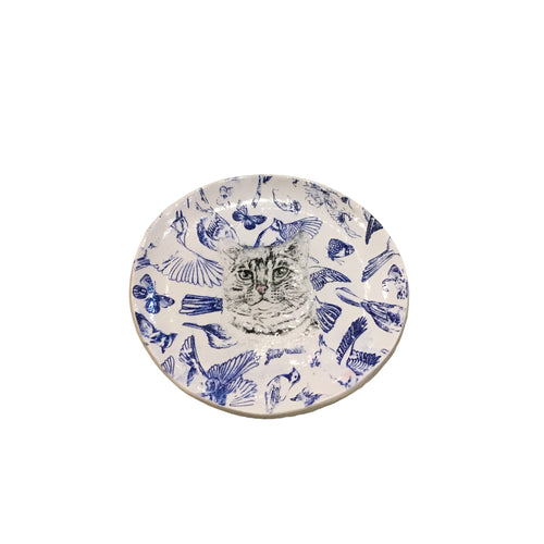 Faded Cat with Pearls Trinket Dish