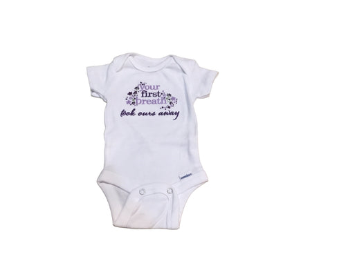 Your first breath took ours away (Purple) Newborn