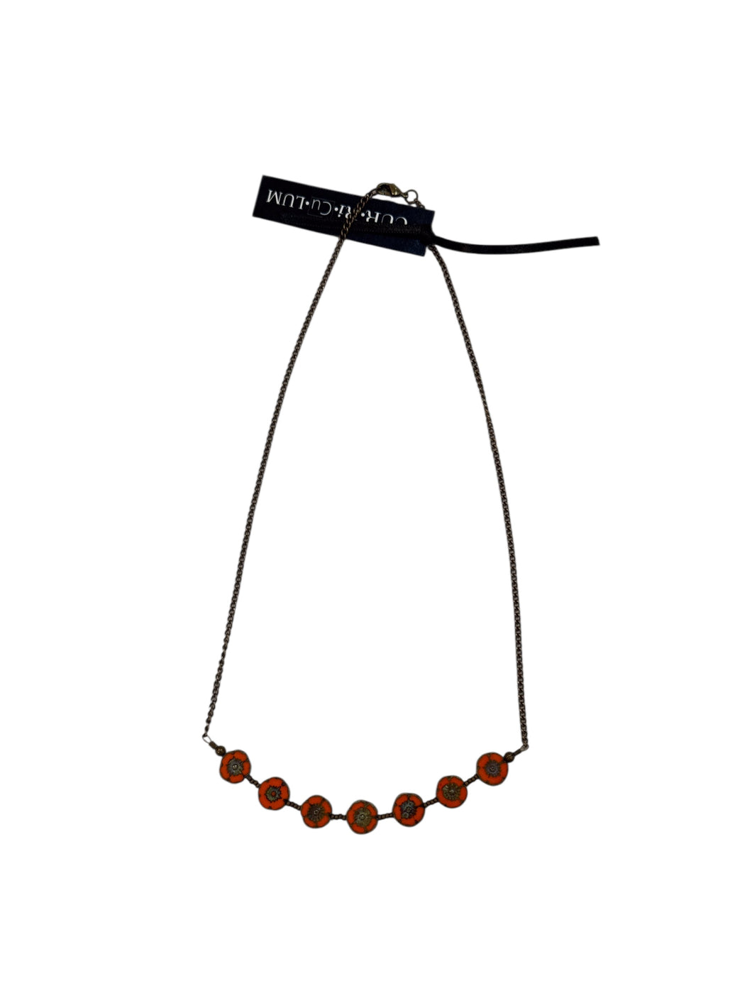 Orange Flower Czech Glass Necklace - 15