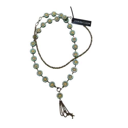 Light Blue Hawaiian Flower Glass Necklace