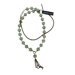 Light Blue Hawaiian Flower Glass Necklace