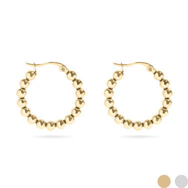 Gold Circle Ball Hoop Earrings