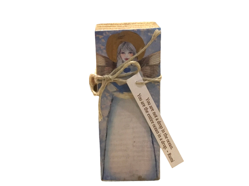 Small Wood Block Angel 