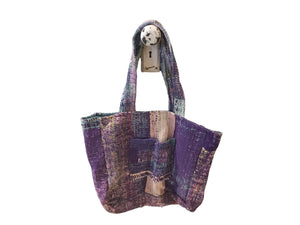 Kantha pocket tote bag/ recycled cotton unique