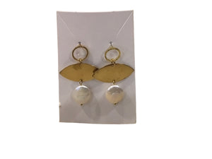 Pearl and Brass Earrings