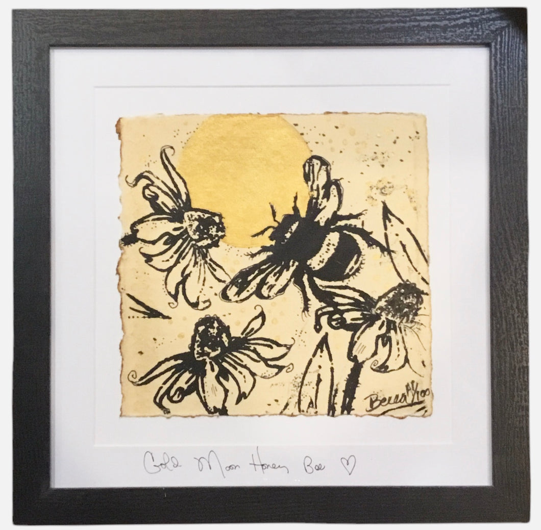 Framed Cone Flowers and Bees