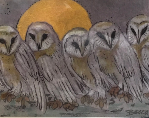 Gold moon barn owl