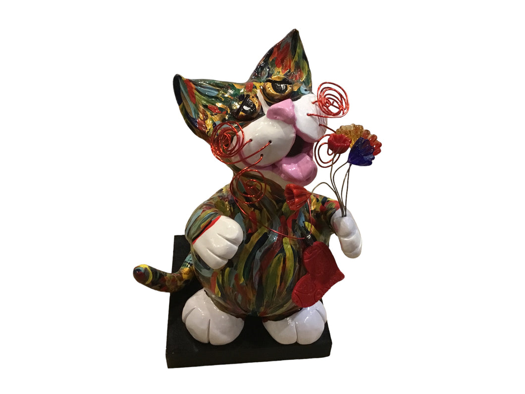 Abby cat w/ flowers and heart