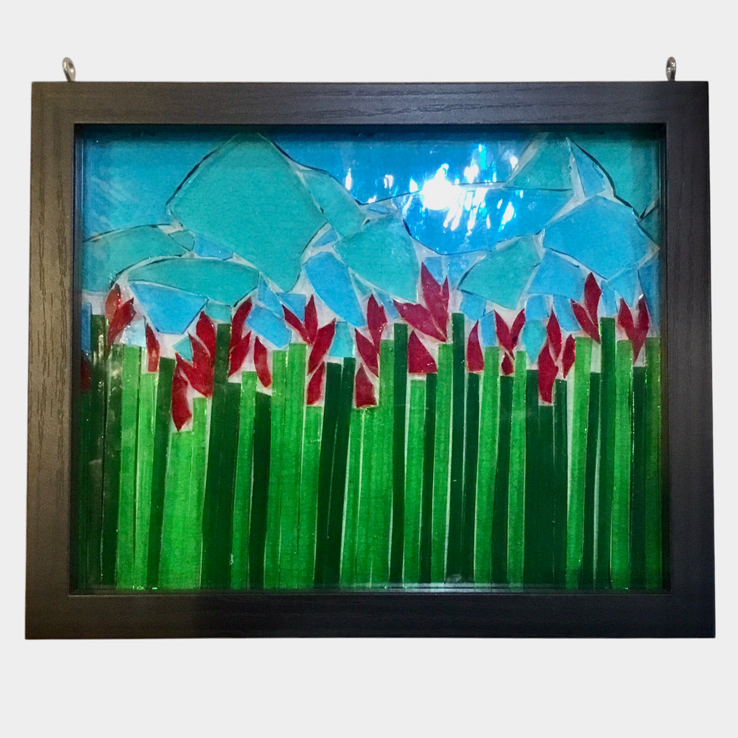 Cut Glass -Red Flowers