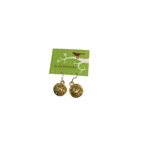 Gold Filigree Round Earrings